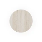 Bonifacio side table by Mediterrazza in iroko and travertine, Mediterranean elegance with a sculptural wood base and timeless stone surface.