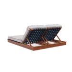 Altea sunbed by Mediterrazza with blue piping, double-seated luxury lounge furniture designed for coastal and poolside living.