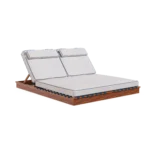 Altea double sunbed by Mediterrazza in synthetic cord and cream fabric, featuring elegant blue piping and a Mediterranean aesthetic.