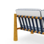 Amalfi Sofa by Mediterrazza – close-up of Iroko Wood, Fabric, Cord craftsmanship. Luxury Outdoor Sofa detail shot highlighting artisanal cord and frame quality.