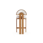 Antibes Bar Chair by Mediterrazza – Outdoor Bar Chair in Iroko Wood, Textile, Cord. Rear view revealing refined construction and distinctive backrest design.