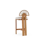 Antibes Bar Chair Outdoor Bar Chair by Mediterrazza. Back angle view showcasing premium Iroko Wood, Textile, Cord finishes and outdoor-grade durability.
