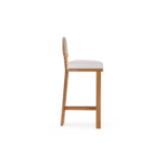 Antibes Bar Chair – Outdoor Bar Chair in Iroko Wood, Textile, Cord by Mediterrazza. Side profile highlighting elegant proportions and artisanal craftsmanship.