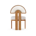 Antibes Dining Chair by Mediterrazza – Outdoor Dining Chair in Iroko Wood, Textile, Cord. Rear view revealing refined construction and distinctive backrest design.