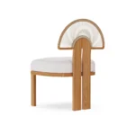 Antibes Dining Chair Outdoor Dining Chair by Mediterrazza. Back angle view showcasing premium Iroko Wood, Textile, Cord finishes and outdoor-grade durability.