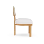 Antibes Dining Chair – Outdoor Dining Chair in Iroko Wood, Textile, Cord by Mediterrazza. Side profile highlighting elegant proportions and artisanal craftsmanship.