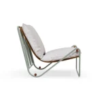 Bandol Armchair – Outdoor Armchair in Lacquered Metal, Fabric, Leather by Mediterrazza. Side profile highlighting elegant proportions and artisanal craftsmanship.