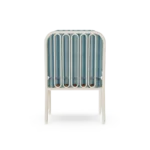 Banús Dining Chair by Mediterrazza – Outdoor Dining Chair in Lacquered Metal, Fabric, Cord. Rear view revealing refined construction and distinctive backrest design.