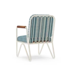 Banús Dining Chair Outdoor Dining Chair by Mediterrazza. Back angle view showcasing premium Lacquered Metal, Fabric, Cord finishes and outdoor-grade durability.