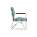 Banús Dining Chair – Outdoor Dining Chair in Lacquered Metal, Fabric, Cord by Mediterrazza. Side profile highlighting elegant proportions and artisanal craftsmanship.