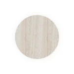 Capri coffee table by Mediterrazza in stone and metal, handcrafted circular design with Mediterranean sophistication and light cord detailing.