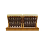 Back perspective of the Cassis lounger by Mediterrazza, showcasing the detailed craftsmanship of the synthetic leather strap support.