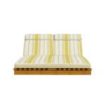 Cassis double sunbed by Mediterrazza seen from the front, showcasing its handcrafted wood frame and Mediterranean coastal cushions.