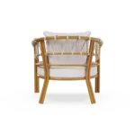 Cefalù Armchair by Mediterrazza – Outdoor Armchair in Lacquered Metal, Fabric, Cord. Rear view revealing refined construction and distinctive backrest design.