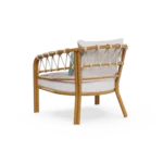 Cefalù Armchair Outdoor Armchair by Mediterrazza. Back angle view showcasing premium Lacquered Metal, Fabric, Cord finishes and outdoor-grade durability.