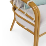 Cefalù Armchair by Mediterrazza – close-up of Lacquered Metal, Fabric, Cord craftsmanship. Luxury Outdoor Armchair detail shot highlighting artisanal cord and frame quality.