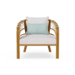 Cefalù Armchair – luxury Outdoor Armchair in Lacquered Metal, Fabric, Cord by Mediterrazza. Front view showcasing sculptural silhouette and handcrafted Mediterranean design.