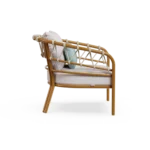 Cefalù Armchair – Outdoor Armchair in Lacquered Metal, Fabric, Cord by Mediterrazza. Side profile highlighting elegant proportions and artisanal craftsmanship.