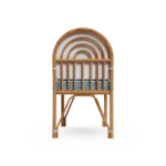 Corfu Dining Chair by Mediterrazza – Outdoor Dining Chair in Iroko Wood, Fabric, Cord. Rear view revealing refined construction and distinctive backrest design.