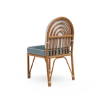 Corfu Dining Chair Outdoor Dining Chair by Mediterrazza. Back angle view showcasing premium Iroko Wood, Fabric, Cord finishes and outdoor-grade durability.
