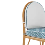 Corfu Dining Chair by Mediterrazza – close-up of Iroko Wood, Fabric, Cord craftsmanship. Luxury Outdoor Dining Chair detail shot highlighting artisanal cord and frame quality.