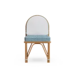 Corfu Dining Chair – luxury Outdoor Dining Chair in Iroko Wood, Fabric, Cord by Mediterrazza. Front view showcasing sculptural silhouette and handcrafted Mediterranean design.