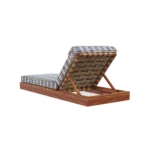 Rear view of the Corsica sunbed by Mediterrazza, highlighting the adjustable backrest finished in durable synthetic leather.