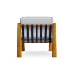 Deià Armchair by Mediterrazza – Outdoor Armchair in Iroko Wood, Fabric, Cord. Rear view revealing refined construction and distinctive backrest design.