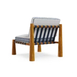 Deià Armchair Outdoor Armchair by Mediterrazza. Back angle view showcasing premium Iroko Wood, Fabric, Cord finishes and outdoor-grade durability.