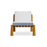 Deià Armchair – luxury Outdoor Armchair in Iroko Wood, Fabric, Cord by Mediterrazza. Front view showcasing sculptural silhouette and handcrafted Mediterranean design.