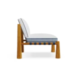 Deià Armchair – Outdoor Armchair in Iroko Wood, Fabric, Cord by Mediterrazza. Side profile highlighting elegant proportions and artisanal craftsmanship.