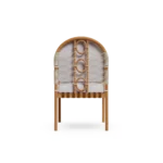 Ferrat Dining Chair by Mediterrazza – Outdoor Dining Chair in Iroko Wood, Fabric, Cord. Rear view revealing refined construction and distinctive backrest design.