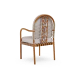 Ferrat Dining Chair Outdoor Dining Chair by Mediterrazza. Back angle view showcasing premium Iroko Wood, Fabric, Cord finishes and outdoor-grade durability.