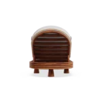 Rear view of the Jondal sunbed by Mediterrazza, showcasing the adjustable backrest and the craftsmanship of the ribbed wooden base.