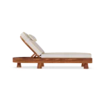 Side profile of the Jondal sunbed by Mediterrazza, showing the adjustable reclining back and the clean lines of the bohemian-style frame.
