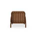 Luna Armchair by Mediterrazza – Outdoor Armchair in Iroko Wood, Fabric, Cord. Rear view revealing refined construction and distinctive backrest design.