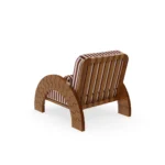 Luna Armchair Outdoor Armchair by Mediterrazza. Back angle view showcasing premium Iroko Wood, Fabric, Cord finishes and outdoor-grade durability.