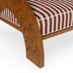 Luna Armchair by Mediterrazza – close-up of Iroko Wood, Fabric, Cord craftsmanship. Luxury Outdoor Armchair detail shot highlighting artisanal cord and frame quality.