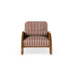 Luna Armchair – luxury Outdoor Armchair in Iroko Wood, Fabric, Cord by Mediterrazza. Front view showcasing sculptural silhouette and handcrafted Mediterranean design.