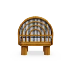 Milos Armchair by Mediterrazza – Outdoor Armchair in Iroko Wood, Fabric, Cord. Rear view revealing refined construction and distinctive backrest design.