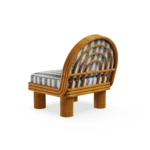 Milos Armchair Outdoor Armchair by Mediterrazza. Back angle view showcasing premium Iroko Wood, Fabric, Cord finishes and outdoor-grade durability.