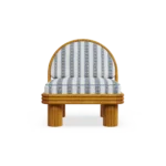 Milos Armchair – luxury Outdoor Armchair in Iroko Wood, Fabric, Cord by Mediterrazza. Front view showcasing sculptural silhouette and handcrafted Mediterranean design.