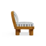 Milos Armchair – Outdoor Armchair in Iroko Wood, Fabric, Cord by Mediterrazza. Side profile highlighting elegant proportions and artisanal craftsmanship.