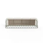 Monterosso Sofa by Mediterrazza – Outdoor Sofa in Iroko Wood, Fabric, Cord. Rear view revealing refined construction and distinctive backrest design.
