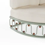 Monterosso Sofa Outdoor Sofa detail by Mediterrazza. Material close-up of Iroko Wood, Fabric, Cord, embodying Mediterranean outdoor luxury.