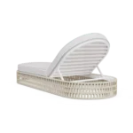 Back perspective of the Navagio lounger by Mediterrazza, showcasing the durable lacquered metal frame and cord detailing.