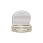 Rear view of the Navagio sunbed by Mediterrazza, highlighting the adjustable backrest and the white-cream synthetic cord base.