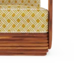 Oia Armchair by Mediterrazza – close-up of Iroko Wood, Fabric, Cord craftsmanship. Luxury Outdoor Armchair detail shot highlighting artisanal cord and frame quality.