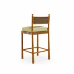 Olbia Bar Chair Outdoor Bar Chair by Mediterrazza. Back angle view showcasing premium Iroko Wood, Fabric, Cord finishes and outdoor-grade durability.