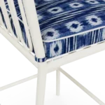 Ostuni Bar Chair by Mediterrazza – close-up of Lacquered Metal, Fabric, Cord craftsmanship. Luxury Outdoor Bar Chair detail shot highlighting artisanal cord and frame quality.